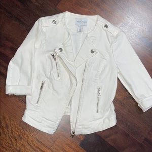 White House black market white denim jacket